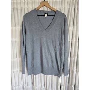 J Crew Women Large Wool Silk Blend Sweater Shirt Capsule Minimalist Contemporary